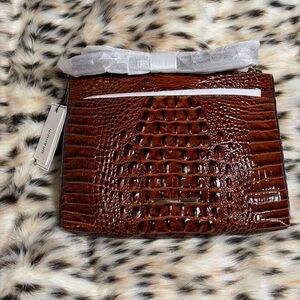 Brahmin Brown Crocodile Embossed Clutch